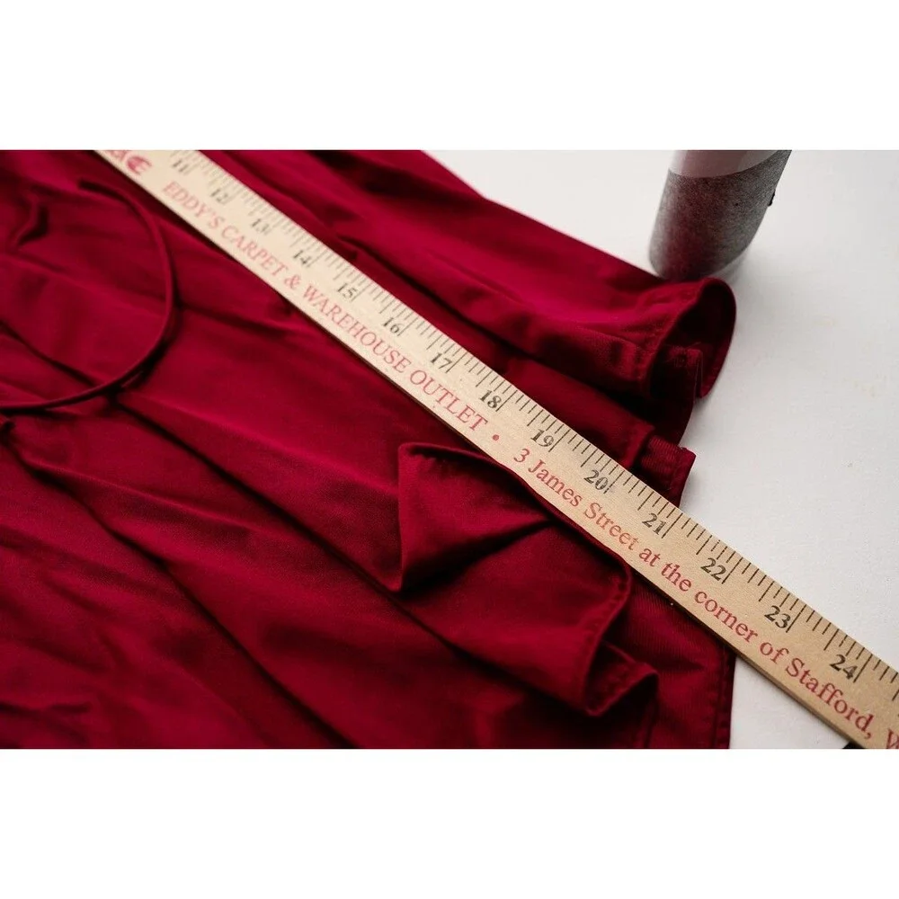 Vintage Red nightgown slip dress Barad & Co M union made womens lace short sleev - Picture 7 of 7